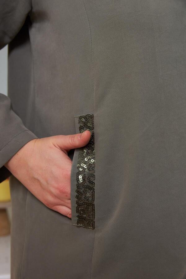 Cep Pul Payet Detaylı Büyük Beden Ceket Haki - 2