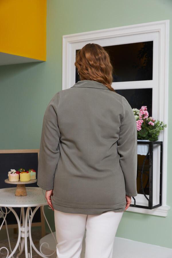 Cep Pul Payet Detaylı Büyük Beden Ceket Haki - 7