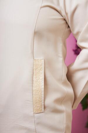 Cep Pul Payet Detaylı Büyük Beden Ceket Krem - RMG (1)