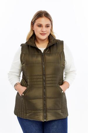 Cepli Büyük Beden Kapitone Yelek Haki - RMG