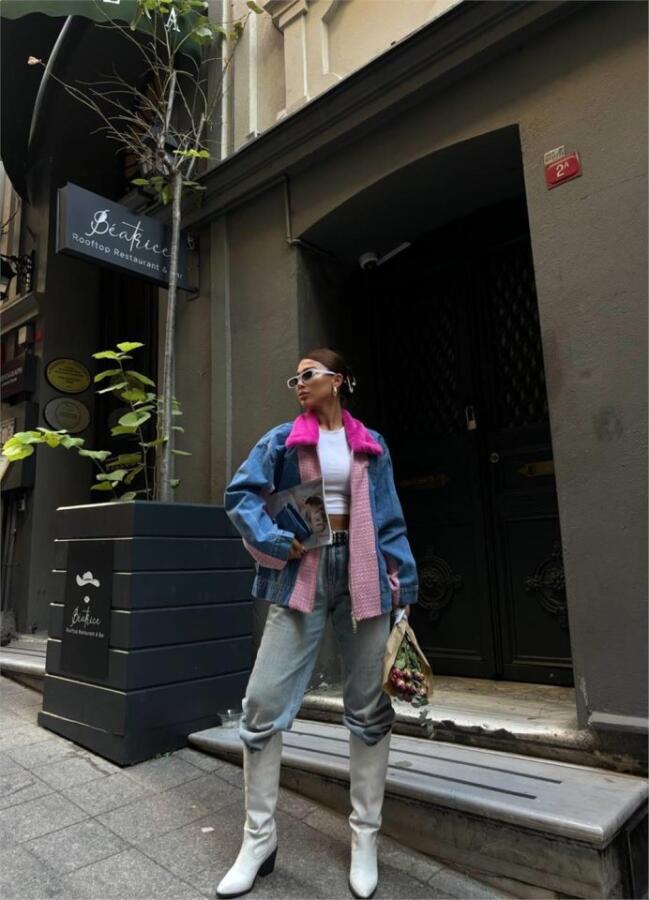 CHANEL GARNİLİ KOT MONT - Fuşya - 1