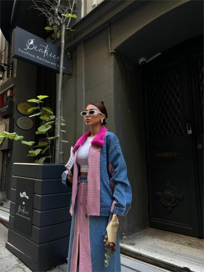 CHANEL GARNİLİ KOT MONT - Fuşya - 3
