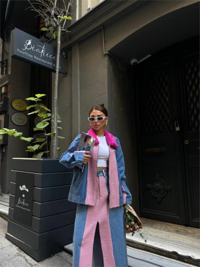 CHANEL GARNİLİ KOT MONT - Fuşya - 4