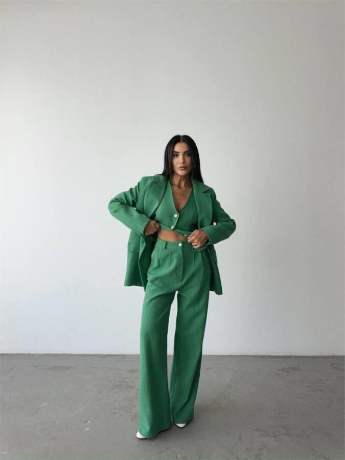 CHANEL YELEK-CEKET-PANTOLON TAKIM - Yeşil - 1