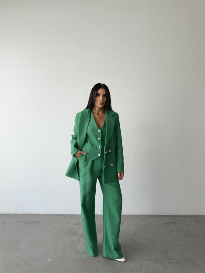 CHANEL YELEK-CEKET-PANTOLON TAKIM - Yeşil - 2