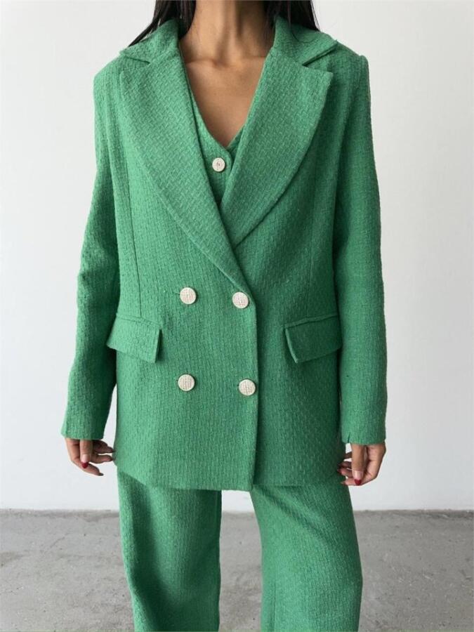 CHANEL YELEK-CEKET-PANTOLON TAKIM - Yeşil - 3