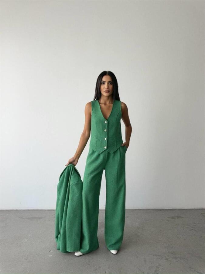 CHANEL YELEK-CEKET-PANTOLON TAKIM - Yeşil - 4