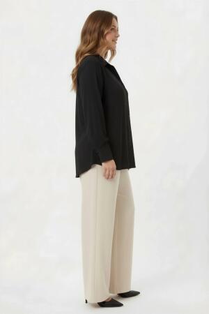 Çift Düğmeli Büyük Beden Gömlek Siyah - RMG (1)