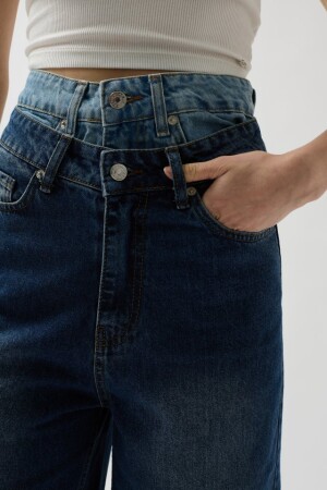 Çift Kemerli Bermuda Denim Şort - 4