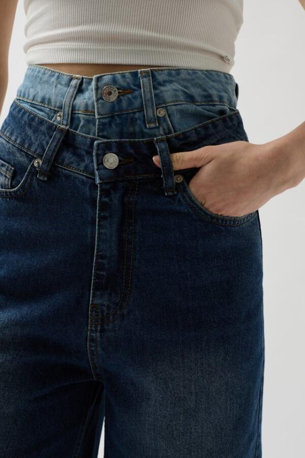 Çift Kemerli Bermuda Denim Şort - 4