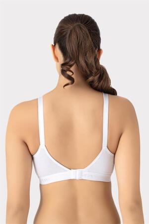 Çıkarılabilir Pedli Emzirme Sütyeni 3'lü Beyaz Siyah Ten Pamuklu Göğüs Ucu Belli Etmez - 3