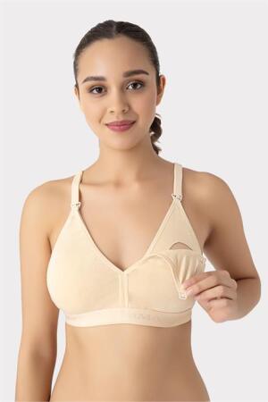 Çıkarılabilir Pedli Emzirme Sütyeni 3'lü Set Ten Rengi Pamuklu Göğüs Ucu Belli Etmez - Arma Yıldız (1)