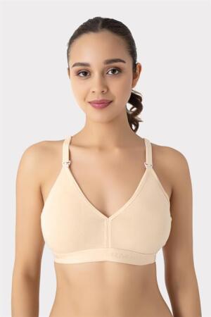 Çıkarılabilir Pedli Emzirme Sütyeni 3'lü Set Ten Rengi Pamuklu Göğüs Ucu Belli Etmez - 4
