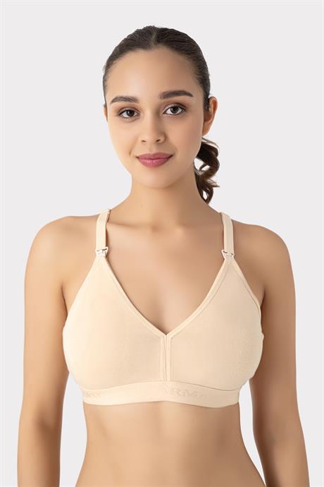Çıkarılabilir Pedli Emzirme Sütyeni 3'lü Set Ten Rengi Pamuklu Göğüs Ucu Belli Etmez - 4
