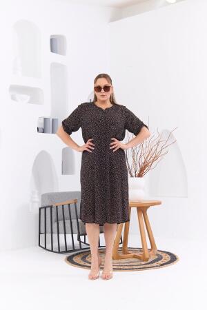 Çıtır Çiçek Desenli Büyük Beden Siyah Elbise - RMG