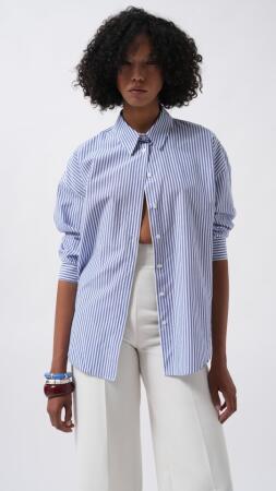 Çizgili Basic Gömlek - ANGELINO BuyukBedeniz