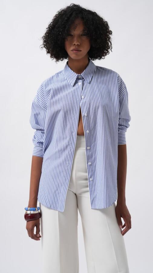 Çizgili Basic Gömlek - 1