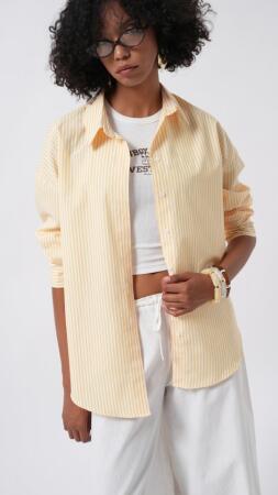 Çizgili Basic Gömlek - ANGELINO BuyukBedeniz