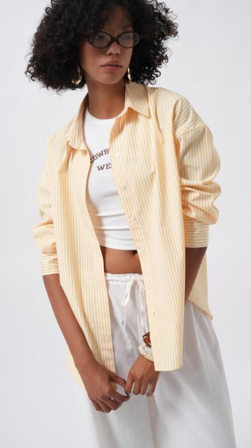 Çizgili Basic Gömlek - 3