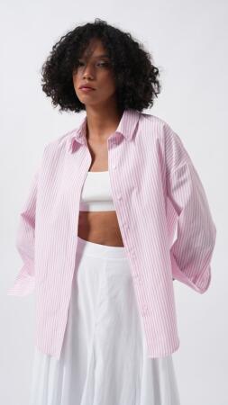 Çizgili Basic Gömlek - ANGELINO BuyukBedeniz