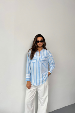 ÇİZGİLİ GÖMLEK - Mavi - 3
