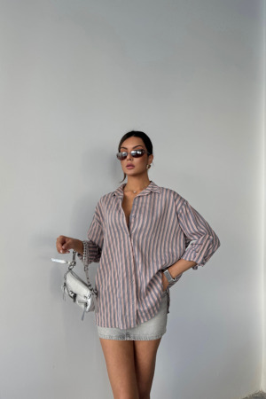 ÇİZGİLİ GÖMLEKKETEN - Antrasit - 4