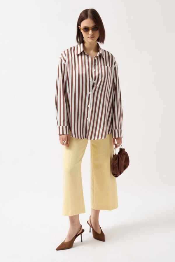 Çizgili Saten Gömlek - 2