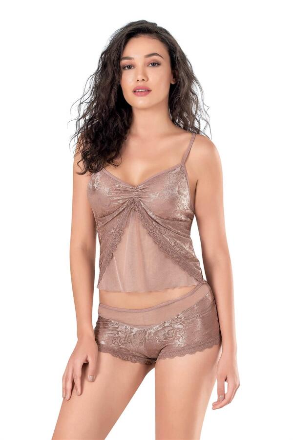 Angelino Vizon Jakarlı Babydoll Şort Takımı - 1