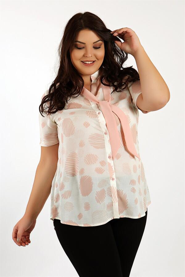 Powder Shirt with Collar Scarf - 7