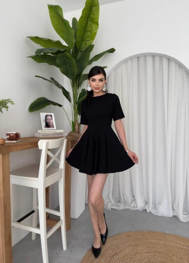 Crem Pliseli Elbise - 6