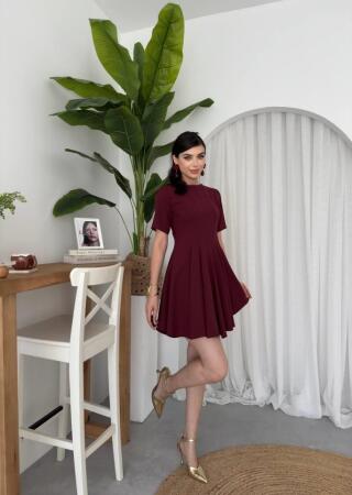 Crem Pliseli Elbise - 4