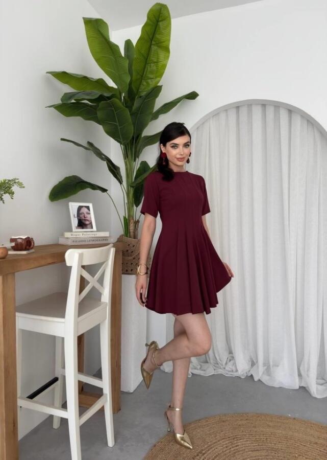 Crem Pliseli Elbise - 4