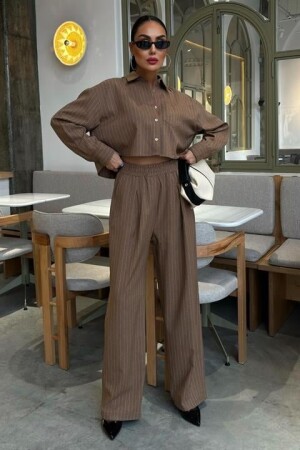 Crop Gömlekli Çizgili Takım 10080 - ANGELINO BuyukBedeniz (1)