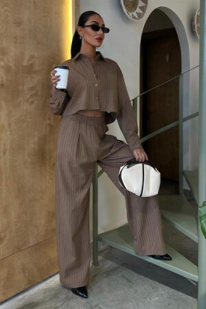 Crop Gömlekli Çizgili Takım 10080 - 3