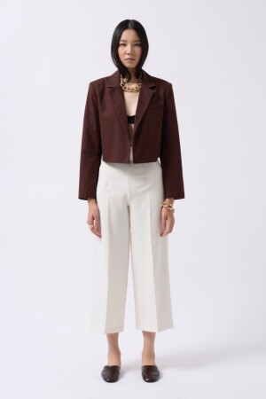 Crop Keten Blazer Ceket - 2