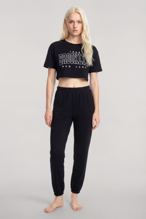 Angelino Crop T-Shirt Pantolon Takım Siyah - 3