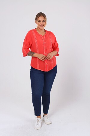 Large Size Washable Shirt with Cups Coral - 2