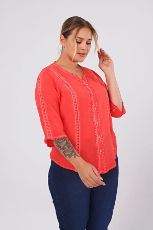 Large Size Washable Shirt with Cups Coral - 3