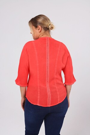 Large Size Washable Shirt with Cups Coral - 4