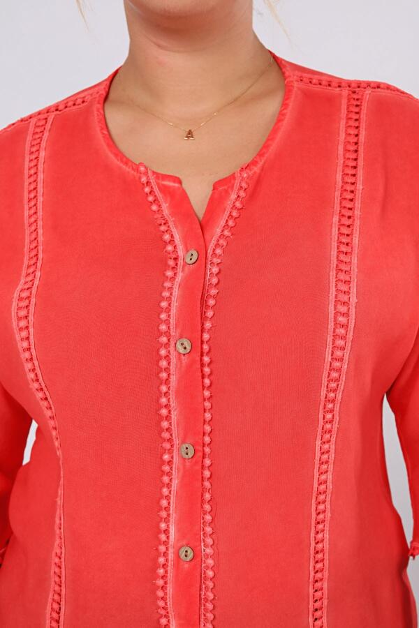 Large Size Washable Shirt with Cups Coral - 5