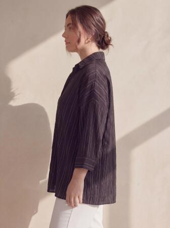 Çzigili Büyük Beden Viskon Gömlek Siyah - RMG (1)