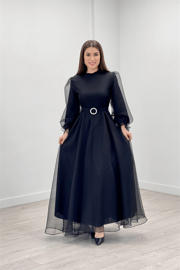 Dalya Organze Kumaş Abiye Ebise - SİYAH - 2