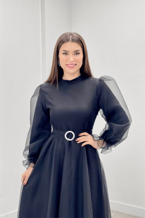 Dalya Organze Kumaş Abiye Ebise - SİYAH - 3