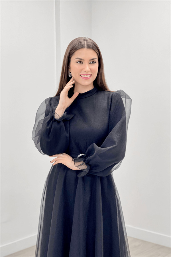 Dalya Organze Kumaş Abiye Ebise - SİYAH - 4