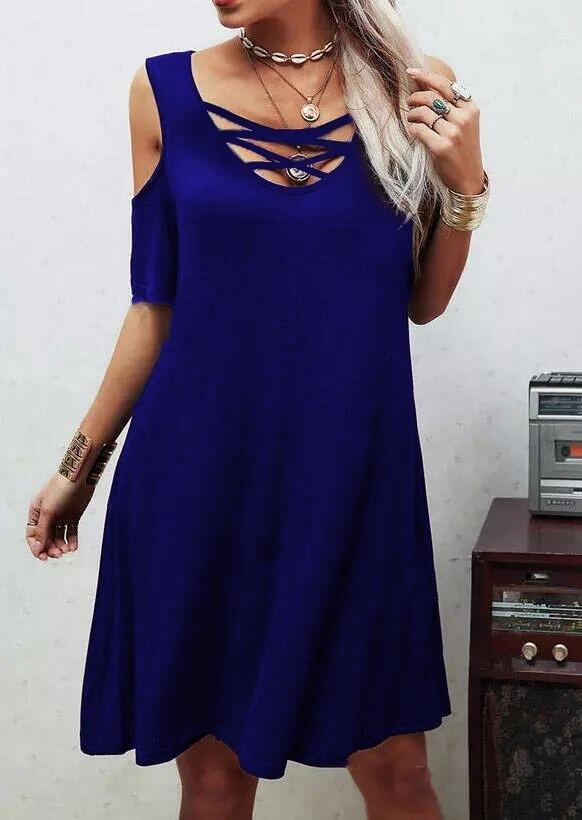 Dekolteli Bağcık Detay Viskon Kumaş Elbise - 1