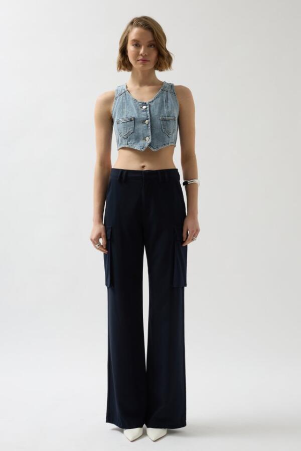 Denim Cepli Yelek - 2