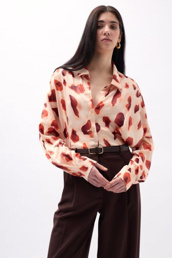Desenli Crop Gömlek - 1