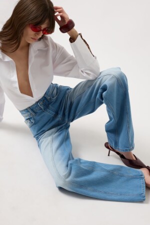 Dikiş Detay Geniş Paça Jean - 1