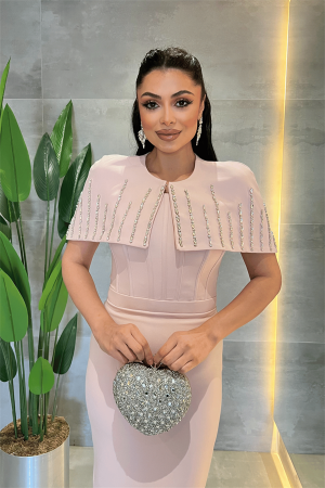 Double Kumaş Bolero Detaylı Kalem Elbise - PUDRA - 3