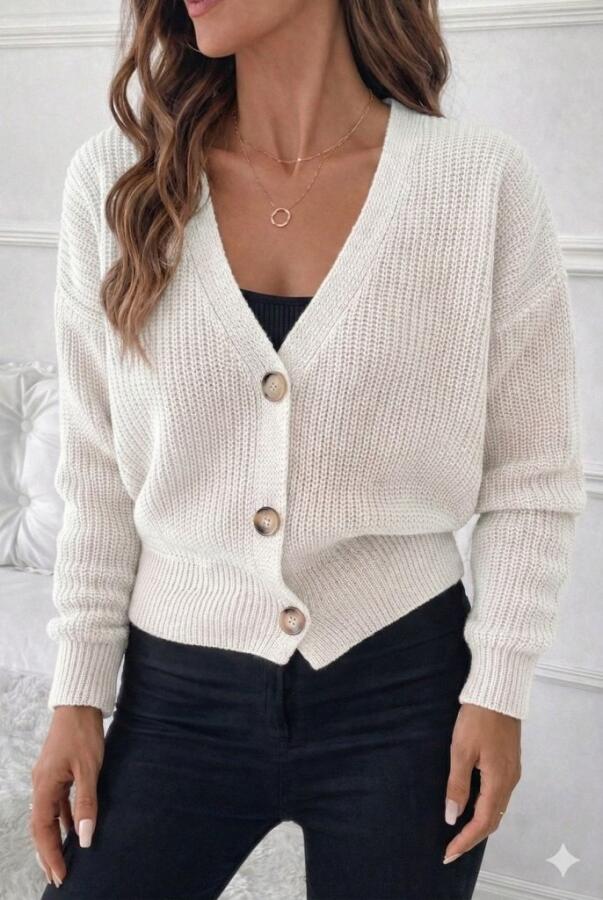 Düğme Detay Triko Bluz - 1